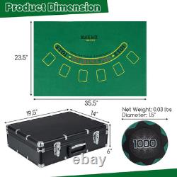 600-Piece Poker Chip Set 14 Gram Claytec Chips With Carrying Case 6 Decks of Cards