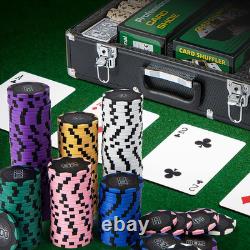 600-Piece Poker Chip Set 14 Gram Claytec Chips With Carrying Case 6 Decks of Cards