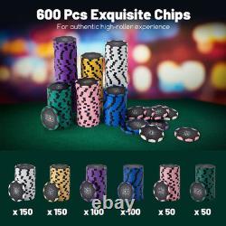 600-Piece Poker Chip Set 14 Gram Claytec Chips With Carrying Case 6 Decks of Cards