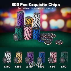 600-Piece Poker Chip Set 14 Gram Claytec Chips withCarrying Case, 6 Decks of Cards