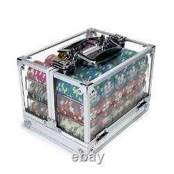 600 count Showdown Casino Heavyweight 13.5g Poker Chips Set Clear Acrylic Case