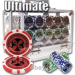 600 count Ultimate Holographic Heavy 14g Poker Chips in Clear Acrylic Case