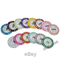 600PCS Deluxe Poker Chips Set Casino Texas Holdem 14g Clay Chip With Acrylic Box