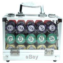 600ct. Scroll Ceramic 10g Poker Chip Set in Acrylic Carry Case with 6 Trays