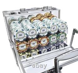 600pc 14g Clay 3-Tone Monte Carlo Poker Chip Set/With Case
