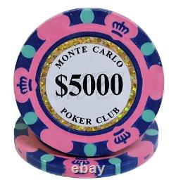 600pc 14g Clay 3-Tone Monte Carlo Poker Chip Set/With Case