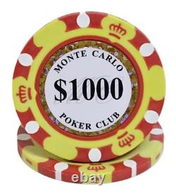 600pc 14g Clay 3-Tone Monte Carlo Poker Chip Set/With Case