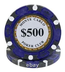 600pc 14g Clay 3-Tone Monte Carlo Poker Chip Set/With Case