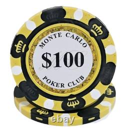 600pc 14g Clay 3-Tone Monte Carlo Poker Chip Set/With Case