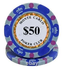 600pc 14g Clay 3-Tone Monte Carlo Poker Chip Set/With Case