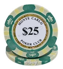 600pc 14g Clay 3-Tone Monte Carlo Poker Chip Set/With Case