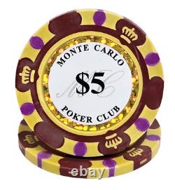 600pc 14g Clay 3-Tone Monte Carlo Poker Chip Set/With Case