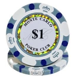 600pc 14g Clay 3-Tone Monte Carlo Poker Chip Set/With Case