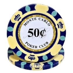 600pc 14g Clay 3-Tone Monte Carlo Poker Chip Set/With Case