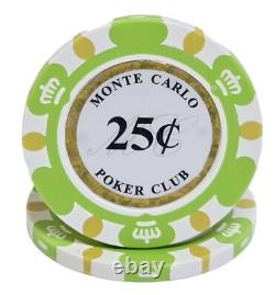 600pc 14g Clay 3-Tone Monte Carlo Poker Chip Set/With Case