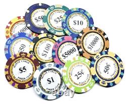 600pc 14g Clay 3-Tone Monte Carlo Poker Chip Set/With Case