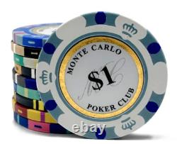 600pc 14g Clay 3-Tone Monte Carlo Poker Chip Set/With Case