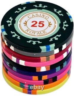 600pc 14g Clay Casino Royale Chip Set/ With Case & Trays