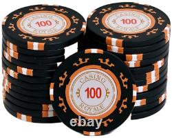 600pc 14g Clay Casino Royale Chip Set/ With Case & Trays