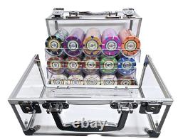 600pc 14g Clay Designer Poker Chip Set/With Case