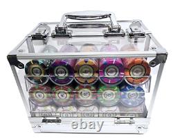 600pc 14g Clay Designer Poker Chip Set/With Case