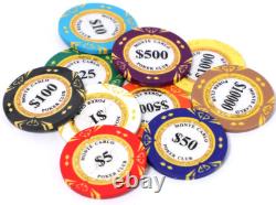 600pc 14g Clay Diamond Monte Carlo Poker Chip Set/With Case