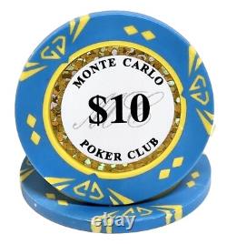 600pc 14g Clay Diamond Monte Carlo Poker Chip Set/With Case