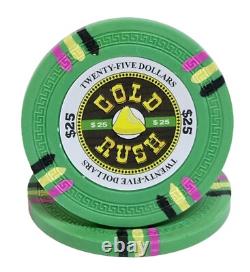 600pc 14g Clay Gold Rush Poker Chip Set/With Case