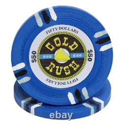 600pc 14g Clay Gold Rush Poker Chip Set/With Case