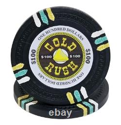 600pc 14g Clay Gold Rush Poker Chip Set/With Case