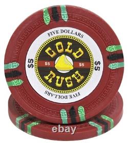 600pc 14g Clay Gold Rush Poker Chip Set/With Case