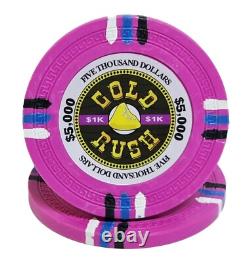 600pc 14g Clay Gold Rush Poker Chip Set/With Case