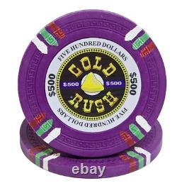 600pc 14g Clay Gold Rush Poker Chip Set/With Case