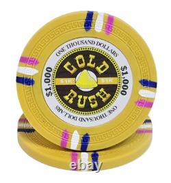 600pc 14g Clay Gold Rush Poker Chip Set/With Case