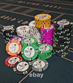 600pc Desert Heat Clay Poker Chip Set With Case, Trays, Dealer Button