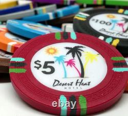 600pc Desert Heat Clay Poker Chip Set With Case, Trays, Dealer Button