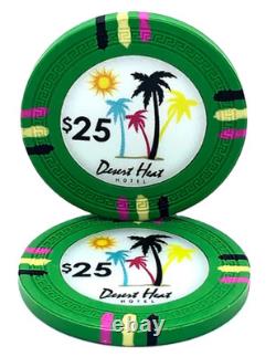 600pc Desert Heat Clay Poker Chip Set With Case, Trays, Dealer Button