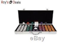 650 Poker Chips 2 Deck Playing Cards Aluminum Case Set Lot Casino Texas Hold'em
