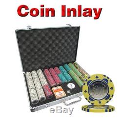 650pc 12g Monte Carlo Coin Inlay Poker Chips Set With Aluminum Case