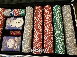 700 Pc Cardinal Poker Chip Playing Card Dice Set In A Slim Locking Metal Case NM