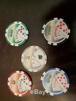 700 Pc Cardinal Poker Chip Playing Card Dice Set In A Slim Locking Metal Case NM