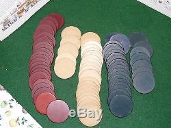 75 ANTIQUE Plain Clay Poker Chips Set