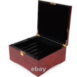 750 Count Glossy Wooden Mahogany Poker Chips Set Storage Case New