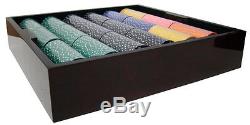 750 Ct Suited Four Suits 11.5g Poker Chips Set Cards, Dice, Mahogany Wood Case