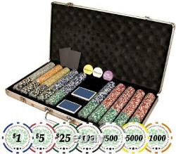 750 Piece 11.5 Gram Chips Poker Set, with Case, Cards, Dealer Buttons/2 Cut Cards