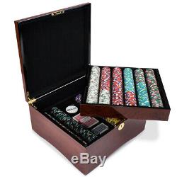 750Ct Claysmith Gaming Poker Knights Chip Set In Mahogany Cppk-750M