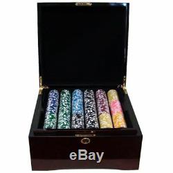 750ct. Black Diamond 14g Poker Chip Set in Hi-Gloss Mahogany Wood Carry Case