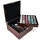 750ct. Monaco Club 13.5g Poker Chip Set in Mahogany Wooden Carry Case