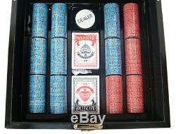 750ct. Nevada Jack Ceramic 10g Poker Chip Set in Hi-Gloss Mahogany Wood Case