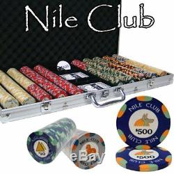 750ct. Nile Club Ceramic 10g Poker Chip Set in Aluminum Metal Carry Case